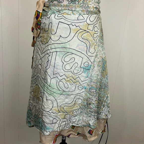 Silk Wrap Skirt Reversible Hippie Sz M - Picture 3 of 11